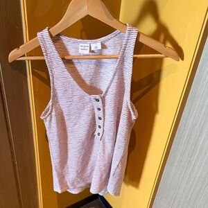 Melrose and Market Pink and White Striped Tank Top